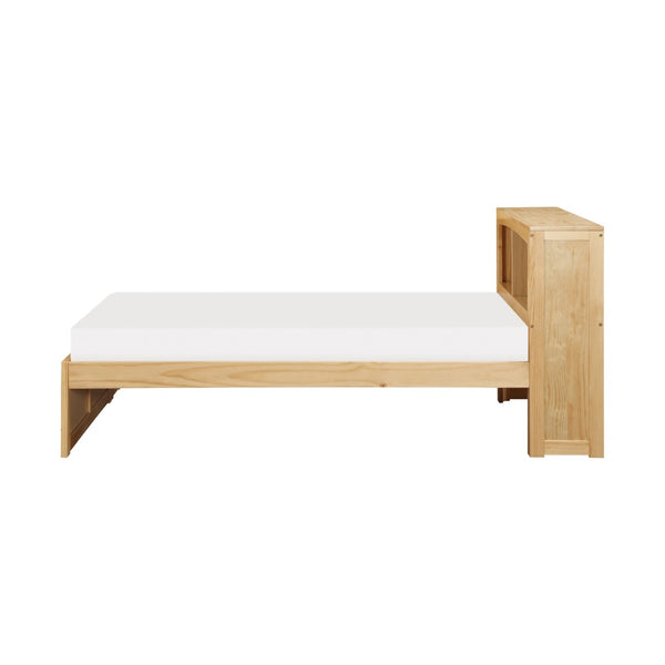 English Elm Modern Twin Platform Bed with Bookcase Headboard in Warm Natural Pine Wood Finish B011S02423