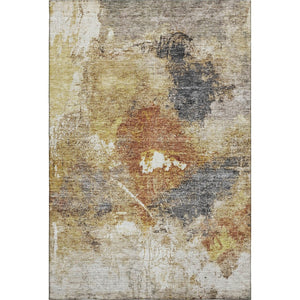 HomeRoots 10' X 14' Taupe Gold Blue Abstract Area Rug - Washable, UV Protected, Perfect for Busy Homes! 688316