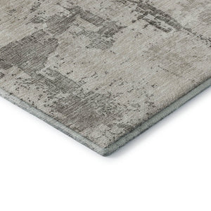 HomeRoots 5' X 8' Elegant Linen and Ivory Abstract Area Rug - Durable, Washable, UV-Protected for Family Homes 688318