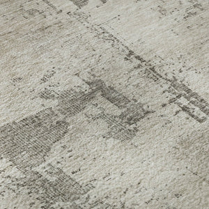 HomeRoots 8' Washable Round Rug in Linen & Ivory - UV Protected, Stain Resistant, Modern Abstract Design for Any Space 688319