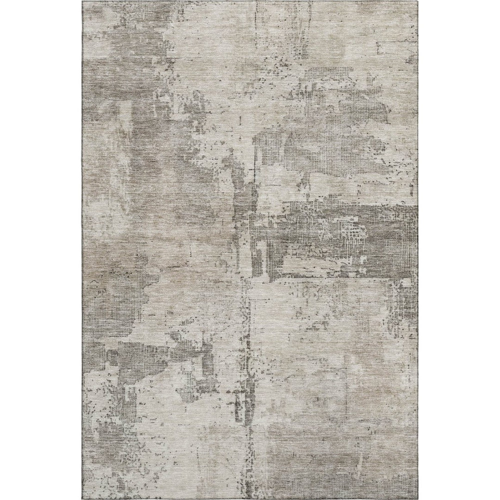 HomeRoots 10' X 14' Abstract Washable Area Rug in Linen & Ivory - UV Protected, Durable & Stylish for Homes 688322