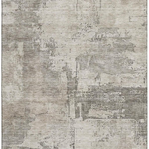 HomeRoots 10' X 14' Abstract Washable Area Rug in Linen & Ivory - UV Protected, Durable & Stylish for Homes 688322