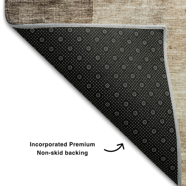 HomeRoots 9' X 12' Stylish Washable Area Rug in Brown, Beige & Taupe - Durable, Stain-Resistant & UV-Protected! 688333