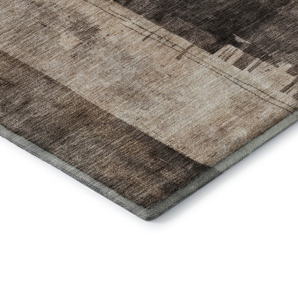 HomeRoots 9' X 12' Stylish Washable Area Rug in Brown, Beige & Taupe - Durable, Stain-Resistant & UV-Protected! 688333