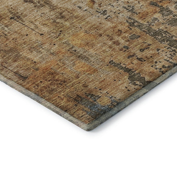 HomeRoots 5' X 8' Copper and Gray Abstract Rug - Washable, UV-Protected, Stain-Resistant for Modern Living Spaces 688336