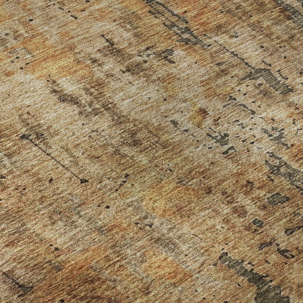 HomeRoots 5' X 8' Copper and Gray Abstract Rug - Washable, UV-Protected, Stain-Resistant for Modern Living Spaces 688336