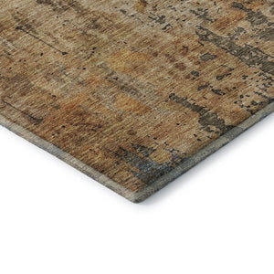 HomeRoots 8' Copper and Gray Abstract Round Rug - Washable, Stain-Resistant, UV-Protected for Modern Homes! 688337