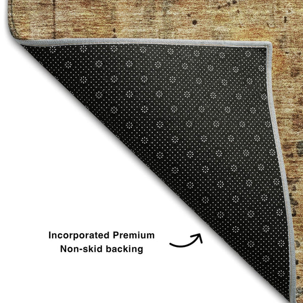 HomeRoots 9' X 12' Copper And Gray Abstract Area Rug - Washable, UV Protected, Family-Friendly Design for Homes 688339