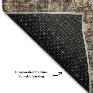 HomeRoots 5' X 8' Blue Copper and Gray Abstract Area Rug - Stylish, Washable, UV-Protected for High-Traffic Areas 688342