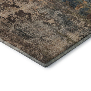 HomeRoots 5' X 8' Blue Copper and Gray Abstract Area Rug - Stylish, Washable, UV-Protected for High-Traffic Areas 688342