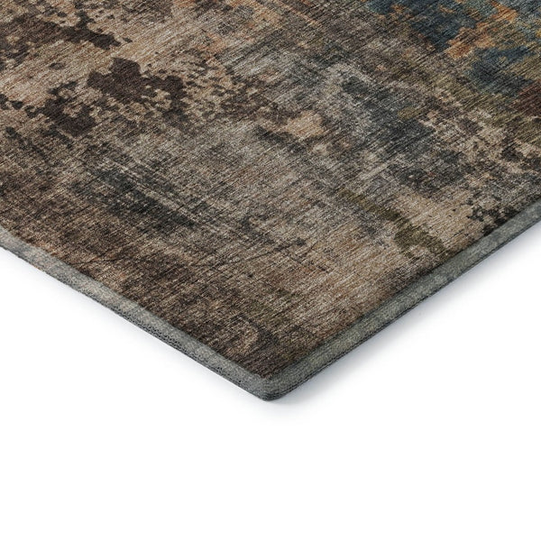 HomeRoots 5' X 8' Blue Copper and Gray Abstract Area Rug - Stylish, Washable, UV-Protected for High-Traffic Areas 688342