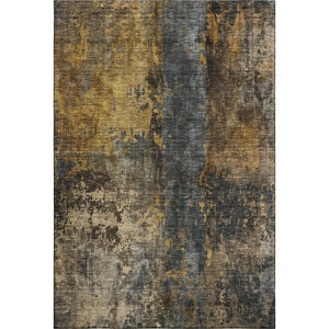 HomeRoots 8' X 10' Striped Area Rug in Gray, Teal & Gold – Washable, UV-Protected & Stain-Resistant for Durability 688350