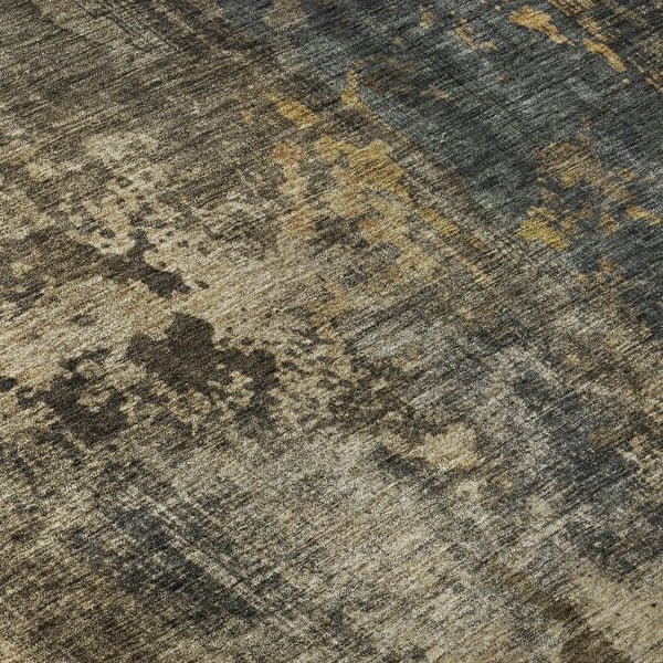 HomeRoots 8' X 10' Striped Area Rug in Gray, Teal & Gold – Washable, UV-Protected & Stain-Resistant for Durability 688350