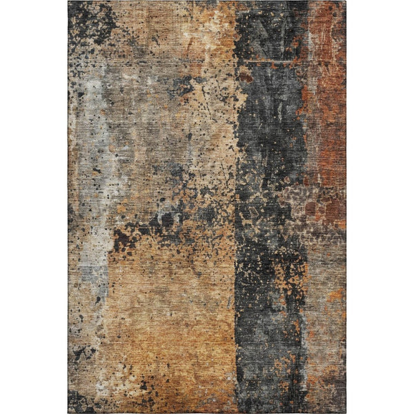 HomeRoots 8' X 10' Abstract Copper Beige & Gray Washable Area Rug - UV Protected, Stain-Resistant, Durable Design 688356