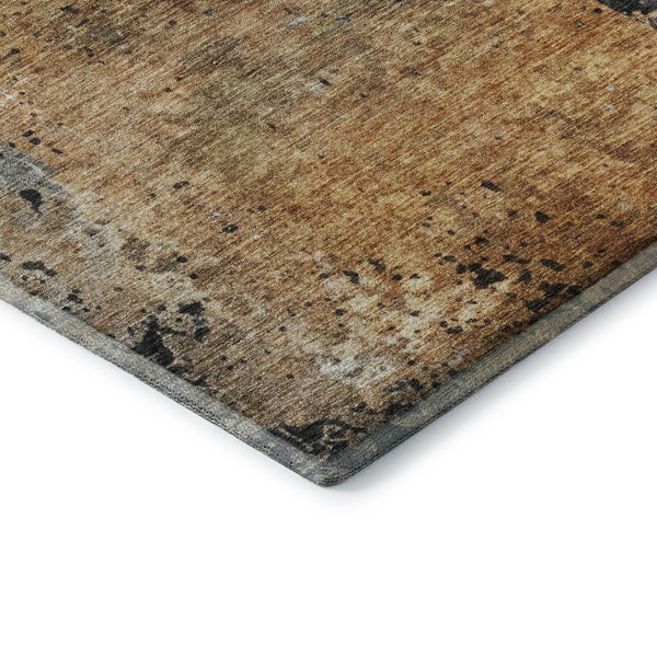 HomeRoots 8' X 10' Abstract Copper Beige & Gray Washable Area Rug - UV Protected, Stain-Resistant, Durable Design 688356