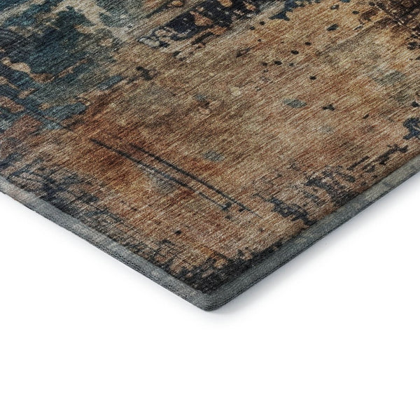 HomeRoots 8' Modern Abstract Washable Round Rug in Teal, Beige & Gray – Stain-Resistant with UV Protection! 688361