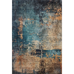 HomeRoots 10' X 14' Teal Beige Gray Modern Abstract Area Rug - Washable, UV Protected, Durable for High-Traffic Homes 688364