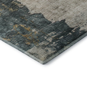 HomeRoots 10' X 14' Stylish Abstract Washable Area Rug in Taupe, Teal & Pink - Durable, UV Protected Design! 688370