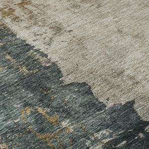 HomeRoots 10' X 14' Stylish Abstract Washable Area Rug in Taupe, Teal & Pink - Durable, UV Protected Design! 688370