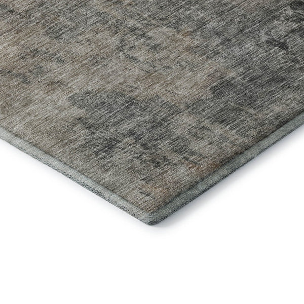 HomeRoots 5' Coffee and Beige Abstract Area Rug - Washable, UV Protected, Durable, Kid & Pet Friendly Design 688372