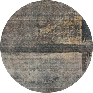 HomeRoots 8' Abstract Coffee and Beige Round Rug - Washable, UV-Protected, Durable Design for Modern Homes 688373