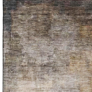 HomeRoots 10' X 14' Charcoal Gold & Beige Abstract Washable Area Rug - Durable, Stylish, UV Protected Design! 688382