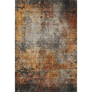 HomeRoots 5' X 8' Rust Silver Gray Abstract Area Rug – Washable, UV-Protected, Soft & Stain-Resistant Design 688384