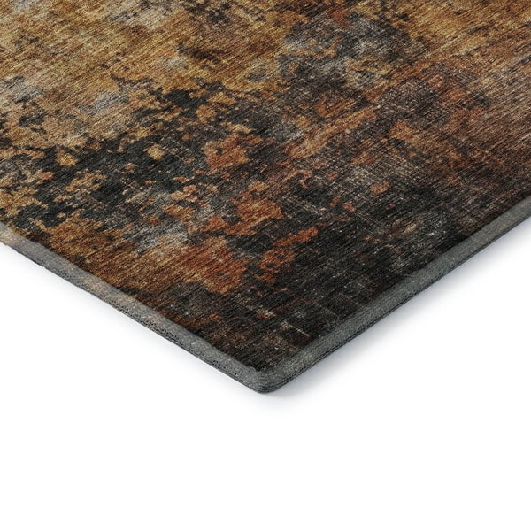 HomeRoots 5' X 8' Rust Silver Gray Abstract Area Rug – Washable, UV-Protected, Soft & Stain-Resistant Design 688384