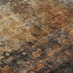 HomeRoots 5' X 8' Rust Silver Gray Abstract Area Rug – Washable, UV-Protected, Soft & Stain-Resistant Design 688384