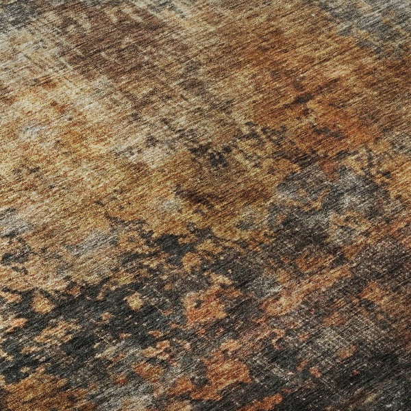 HomeRoots 5' X 8' Rust Silver Gray Abstract Area Rug – Washable, UV-Protected, Soft & Stain-Resistant Design 688384