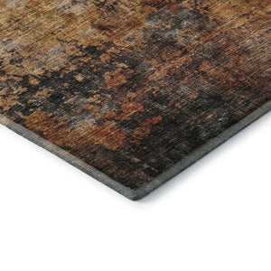 HomeRoots 9' X 12' Stylish Rust Silver Gray Abstract Area Rug - Durable, Washable, UV Protected for Homes 688387