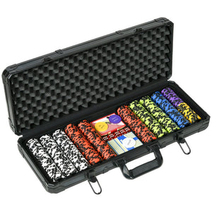 English Elm Soozier 500 Clay Poker Chip Set with Aluminum Case Two Card Decks and Dice W2225P217202