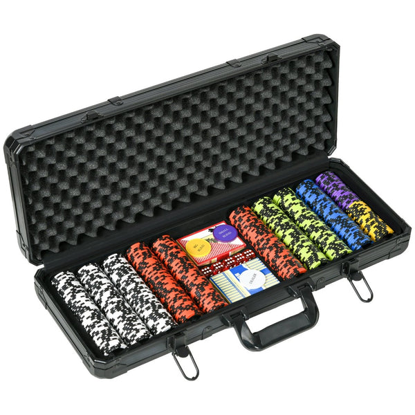 English Elm Soozier 500 Clay Poker Chip Set with Aluminum Case Two Card Decks and Dice W2225P217202
