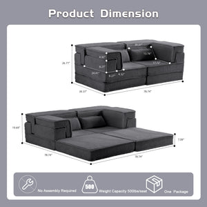 English Elm Compression Mahjong Sofa - Modern Convertible Floor Sofa Bed, Soft Fleece, No Assembly, Versatile Comfort W3723P377150