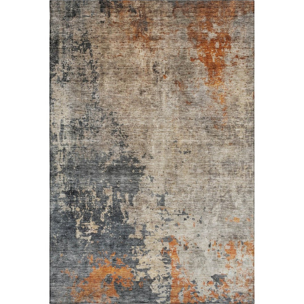 HomeRoots 10' Khaki Beige & Blue Abstract Washable Area Rug - Durable, UV-Protected, Perfect for Busy Homes! 688401