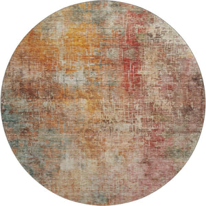 HomeRoots 8' Tan Beige and Red Abstract Rug - Washable, Stain Resistant, UV Protected for Busy Homes & Decor 688404