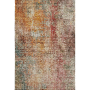 HomeRoots 8' X 10' Abstract Washable Area Rug in Tan, Beige & Red – Durable, UV-Protected for Family Homes 688405