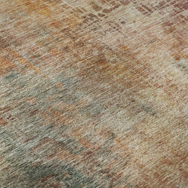HomeRoots 8' X 10' Abstract Washable Area Rug in Tan, Beige & Red – Durable, UV-Protected for Family Homes 688405