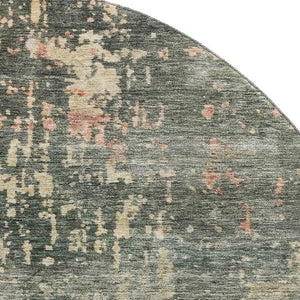 HomeRoots 8' Sage and Beige Abstract Round Rug – UV Protected, Washable, Stain-Resistant for High-Traffic Areas 688410