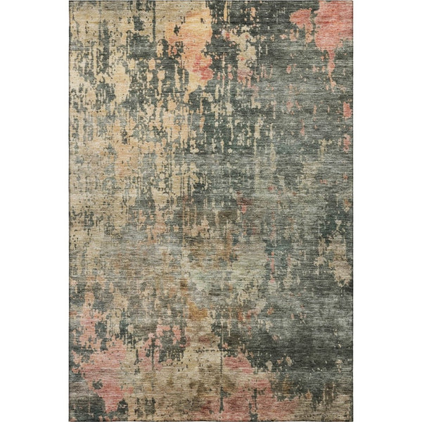 HomeRoots 9' X 12' Sage and Beige Abstract Washable Area Rug - Durable, Stylish, UV-Protected for Busy Homes 688412
