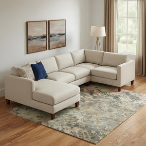 HomeRoots 9' X 12' Sage and Beige Abstract Washable Area Rug - Durable, Stylish, UV-Protected for Busy Homes 688412