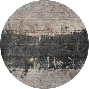 HomeRoots 8' Stylish Taupe Beige & Gray Abstract Round Rug – Washable, UV Protected & Durable for Everyday Living 688416