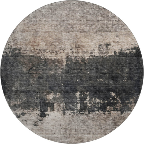 HomeRoots 8' Stylish Taupe Beige & Gray Abstract Round Rug – Washable, UV Protected & Durable for Everyday Living 688416