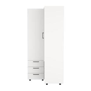 English Elm Toulouse Corner Armoire White — Space-Saving Double-Door Wardrobe with Shelves & Hanging Rod, MDF B070S00377