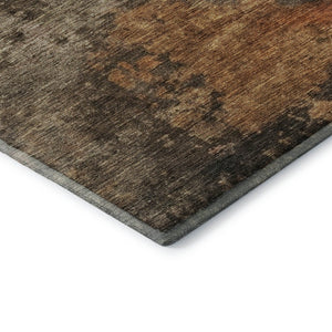 HomeRoots 9' X 12' Stylish Khaki Red Charcoal Abstract Washable Area Rug with UV Protection for Kids & Pets 688424