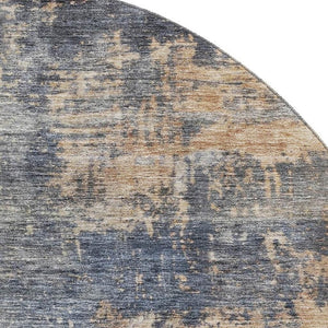 HomeRoots 8' Denim Blue Abstract Round Rug - Washable, Stain Resistant, UV Protected for High-Traffic Areas 688428