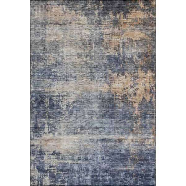 HomeRoots 10' X 14' Washable Area Rug in Denim Blue, Silver & Beige - UV Protected, Stain-Resistant & Durable 688431