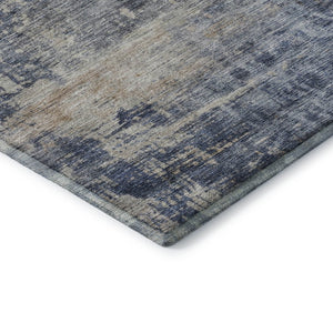 HomeRoots 10' X 14' Washable Area Rug in Denim Blue, Silver & Beige - UV Protected, Stain-Resistant & Durable 688431