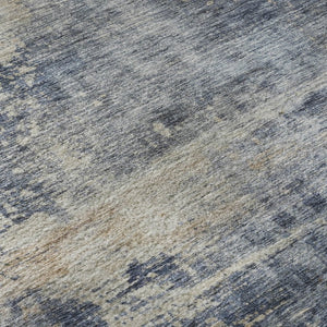 HomeRoots 10' X 14' Washable Area Rug in Denim Blue, Silver & Beige - UV Protected, Stain-Resistant & Durable 688431