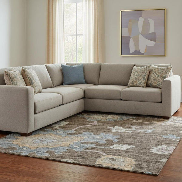 HomeRoots 8' X 10' Floral Chocolate, Blue & Beige Washable Area Rug with UV Protection – Durable & Stylish! 688478
